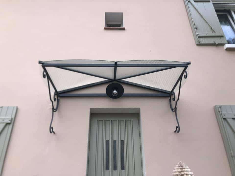 Marquise rectangulaire moderne verre et acier